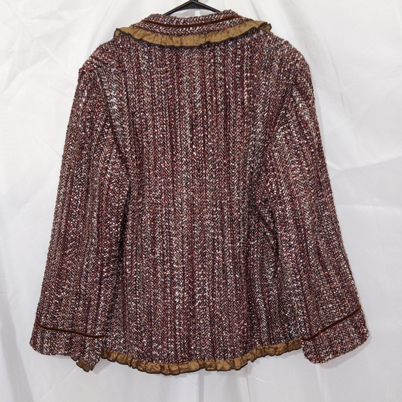 YAK MAGIK Multi Colored Tweed Sparkly Evening Jacket With Ruffled Hem Womns XL - Picture 6 of 13